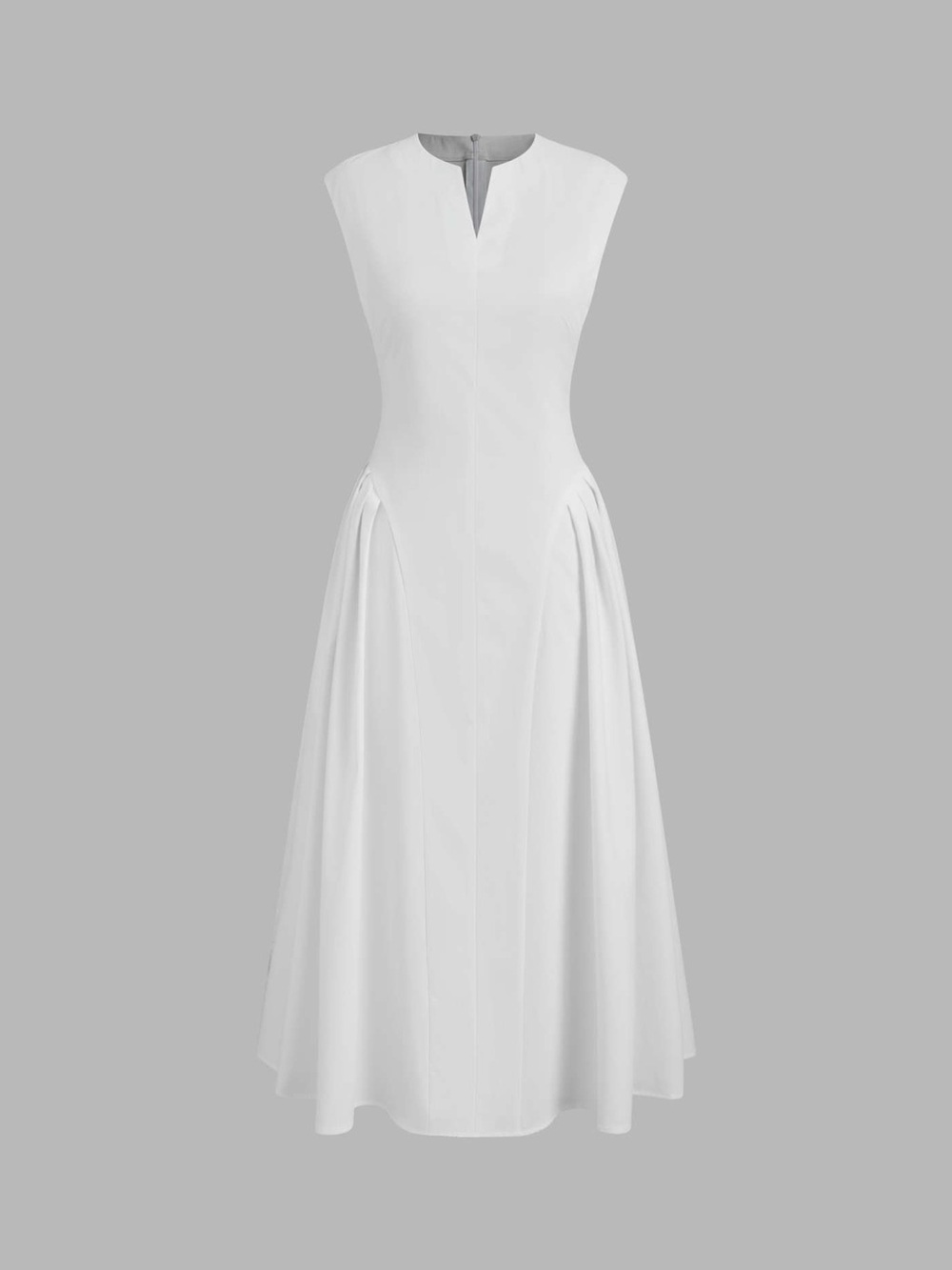 Women's White Sleeveless A-Line Midi Dress Bridal Shower
